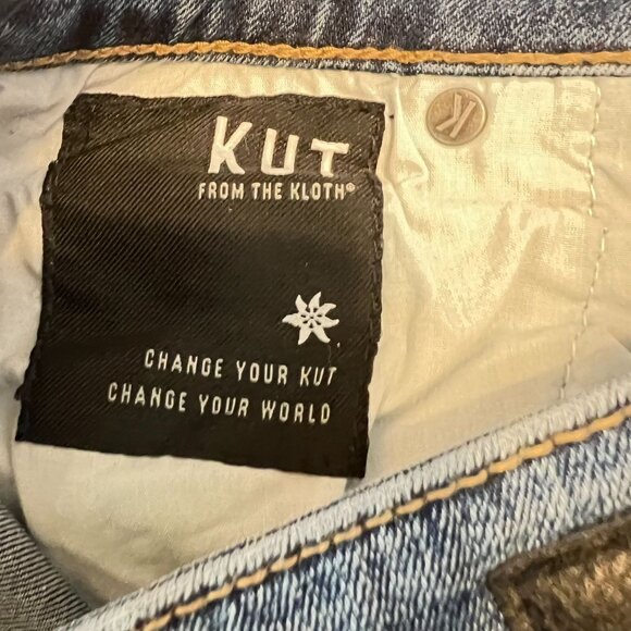 Kut From The Kloth Womens Blue Distressed Skinny Jeans Mid Rise 32X30 - Picture 6 of 7